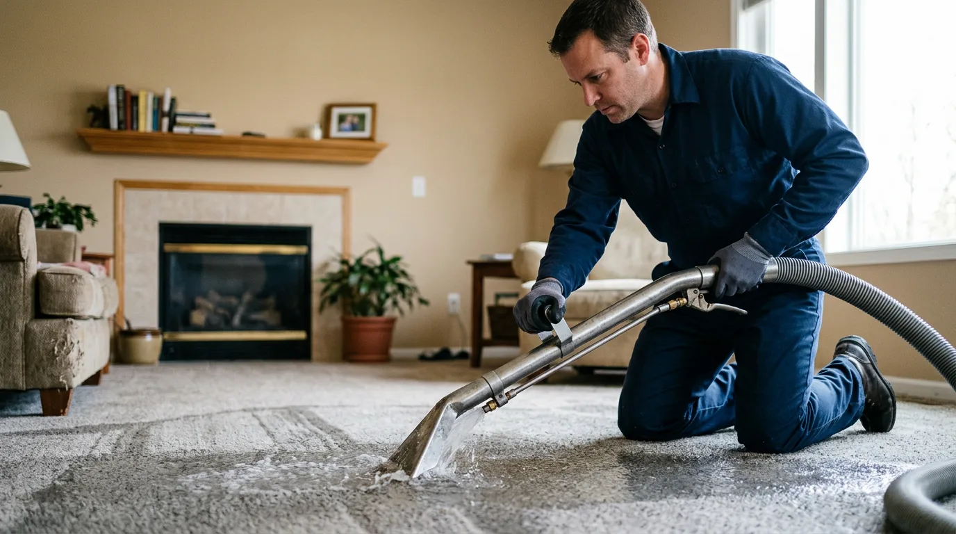 Water damage restoration technician working near Marmora, NJ